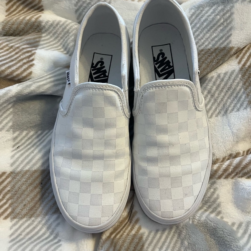 Women’s Vans White Checkered Slip-On Sneakers